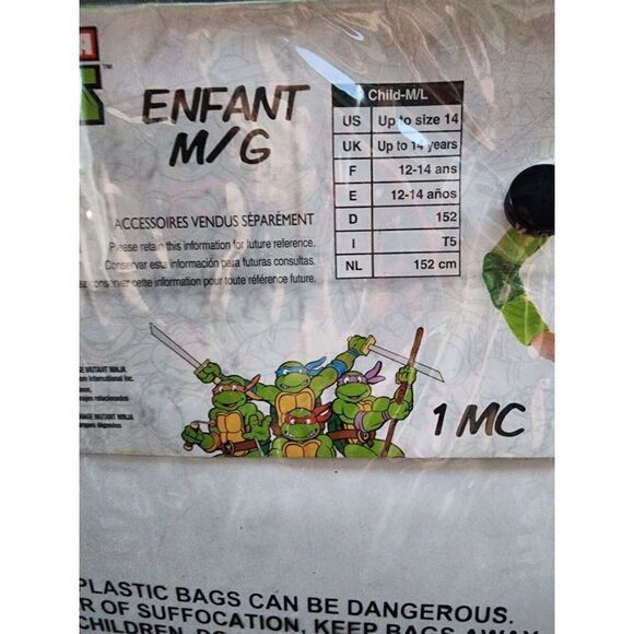 TMNT Teenage Mutant Ninja Turtles Long Sleeve Top Glitter Child M/L Up to Sz 14 - Picture 4 of 5